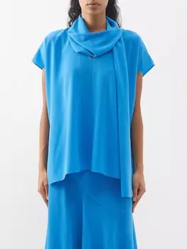 Креповый топ pixil с драпированным шарфом Roksanda, синий
