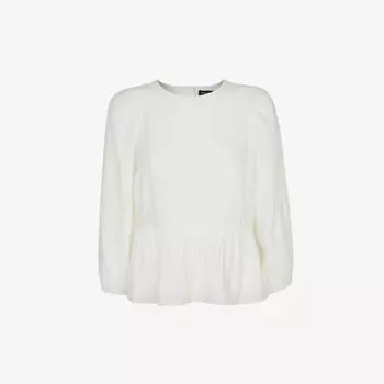 Креповый топ с вырезами и баской Whistles, бежевый