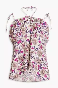 Креповый топ Yvie со сборками и цветочным принтом BA&SH, фиолетовый