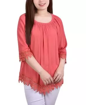 Крестьянская блузка миниатюрного размера с рукавами 3/4 NY Collection