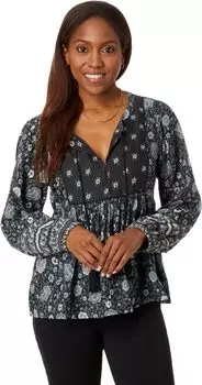 Крестьянская блузка с длинными рукавами Lucky Brand, цвет Pavement Multi
