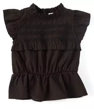 Крестьянская блузка с оборками и рукавами GB для больших девочек 7–16 лет, черный