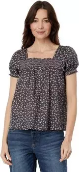 Крестьянский топ с квадратным вырезом и цветочным принтом Ditsy Lucky Brand, цвет Raven