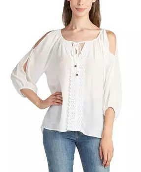 Крестьянский топ с открытыми плечами и вязаной крючком для юниоров BCX, коричневый/бежевый