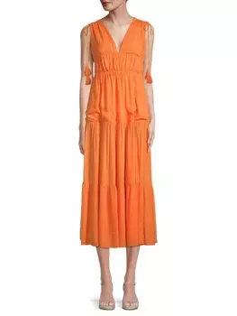 Крестьянское платье CAARA с кисточками и завязками simone, оранжевый