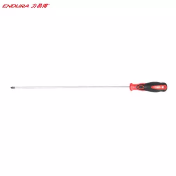Крестообразная двухцветная телекоммуникационная отвертка ENDURA из резины и пластика PH2x400 мм, удлиненная отвертка для обслуживания E6385