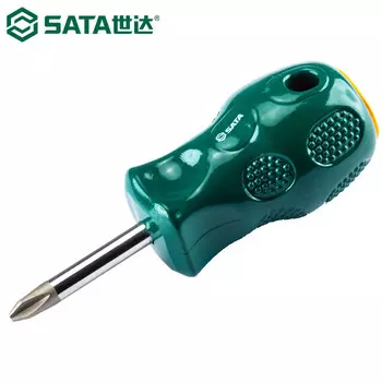 Крестовая отвертка SATA 62308 серии, отвертка с пластиковой ручкой, конус, сильный магнит + # 1x100 мм