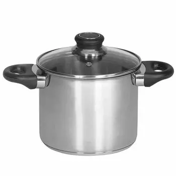 Krger 102-024DE Кастрюля для овощей 24см DENVER нержавеющая сталь, со стеклянной крышкой, серебро (1 шт.)