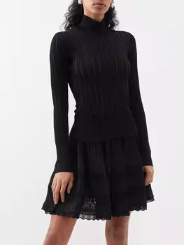 Кринолиновый топ в рубчик с высоким воротником archetypes ALAA, черный