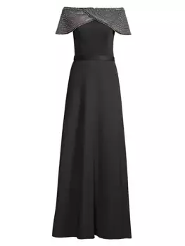 Кристальное платье с открытыми плечами Basix, цвет black silver