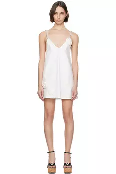 Кристальное розеточное мини-платье из поплина Area, белый