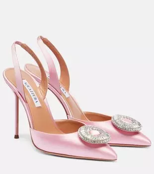Кристальные обручи 105 атласные туфли-лодочки на ремешке Aquazzura, Light Rose