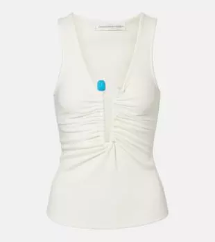 Кристальный брошь с украшениями майка-борцовка Christopher Esber, белый