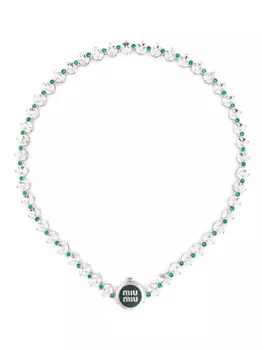Кристаллическое ожерелье Miu Miu, серебряный