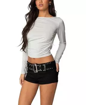 Кристи Топ с открытой спинкой и капюшоном Edikted, серый