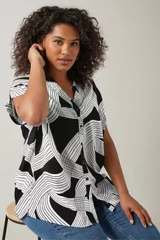 Криволинейный принт блузка Evans, черный