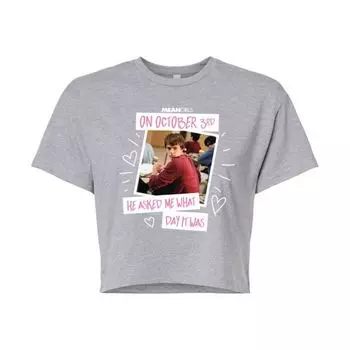 Кроп-футболка "Mean Girls" от Juniors с датой 3 октября Licensed Character, серый