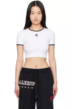 Кроп-футболка с логотипом Moon Marine Serre, белый