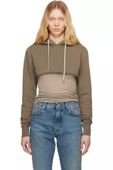 Кроп худи Hollywood Rick Owens Drkshdw, цвет dust