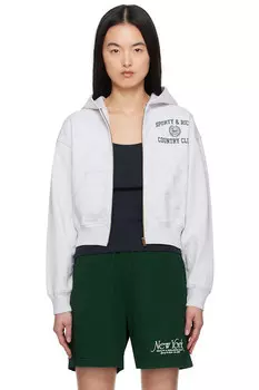 Кроп худи с молнией и гербом Varsity Sporty & Rich, мультиколор