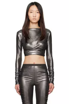 Кроп-топ Hollywood Jade LS Rick Owens Lilies, цвет gunmetal