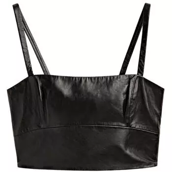 Кроп-топ Massimo Dutti Strappy Leather, черный