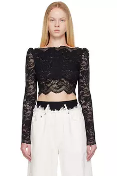 Кроп-топ с кружевом Rabanne, черный
