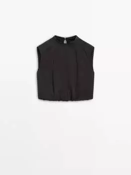 Кроп-топ со сборками Massimo Dutti, черный