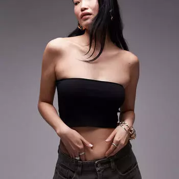 Кроп-топ Topshop Seamless Bandeau, черный