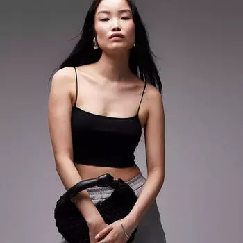 Кроп-топ Topshop Seamless Cropped Skinny Strap, черный