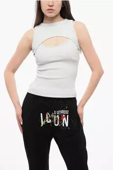 Кроп-топ в рубчик Off-White Cut Out Details, сеоый