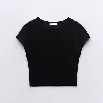 Кроп топ Zara Cotton And Modal, черный