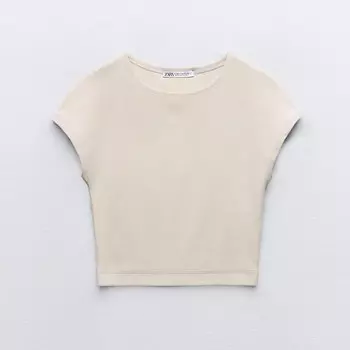 Кроп топ Zara Cotton And Modal, светло-серый