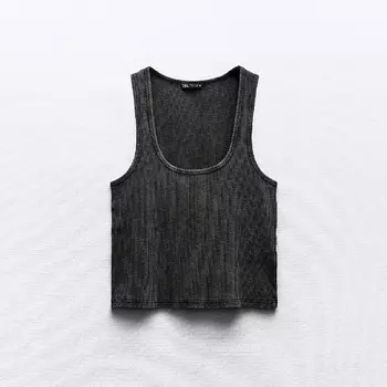 Кроп-топ Zara Faded-effect, черный