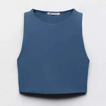Кроп-топ Zara Polyamide, синий