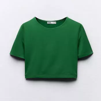 Кроп топ Zara Polyamide, зеленый
