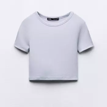 Кроп-топ Zara Short Sleeve, светло-сиреневый