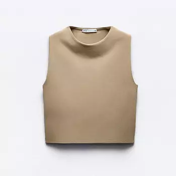 Кроп топ Zara Sleeveless, бежевый