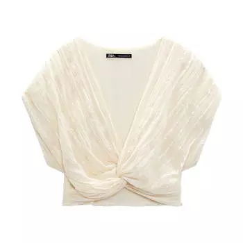 Кроп-топ Zara With Knot, экрю