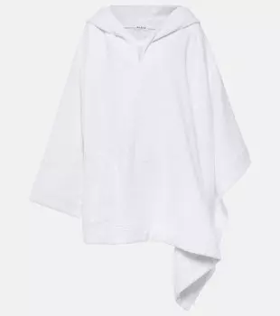 Кропированный хлопковый худи с капюшоном из махровой ткани Alaa, Blanc