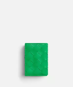 Крошечный кошелек Intrecciato, складывающийся втрое Bottega Veneta, зеленый