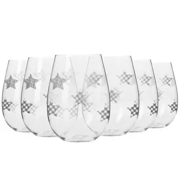 KROSNO Star Фужеры для белого вина без ножки с серебряной звездой, набор из 6 шт., 500 мл