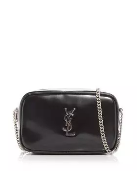 Кроссбоди Mini Lou из блестящей парусины Saint Laurent, цвет Black
