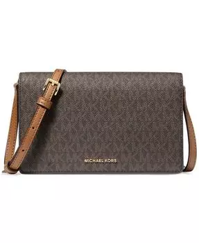Кроссбоди среднего размера с клапаном и логотипом Jet Set Michael Kors, бежевый
