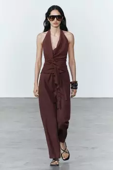 Кроссовер халтер топ ZARA, бордовый