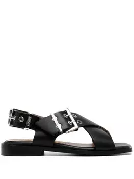 Кроссовер с пряжкой Босоножки GANNI, черный