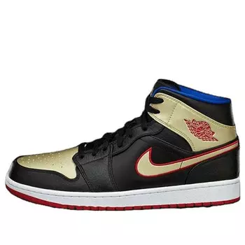 Кроссовки 1 mid 'black gold red' Air Jordan, мультиколор