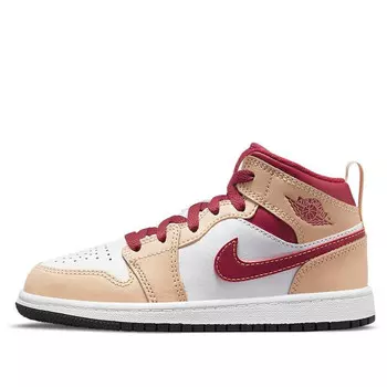 Кроссовки 1 mid 'light curry cardinal red' Air Jordan, белый