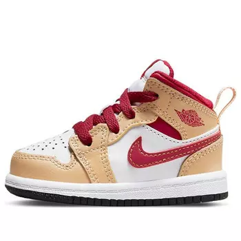 Кроссовки 1 mid 'light curry cardinal red' Air Jordan, белый