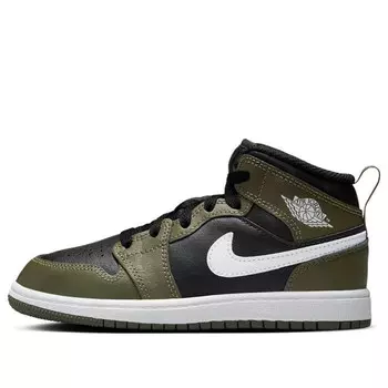 Кроссовки 1 mid 'medium olive' Air Jordan, черный